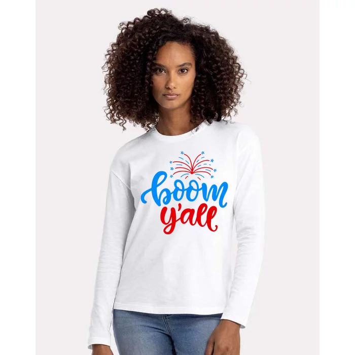 Boom Yall 4th Of July Firework Festive Womens Cotton Relaxed Long Sleeve T-Shirt