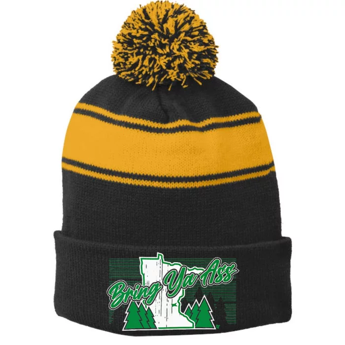 Bring Ya Ass Minnesota Basketball Stripe Pom Pom Beanie