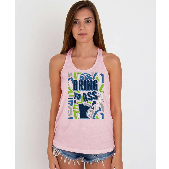 Bring Ya Ass To Minnesota Basketball Sports Fan Women's Knotted Racerback Tank