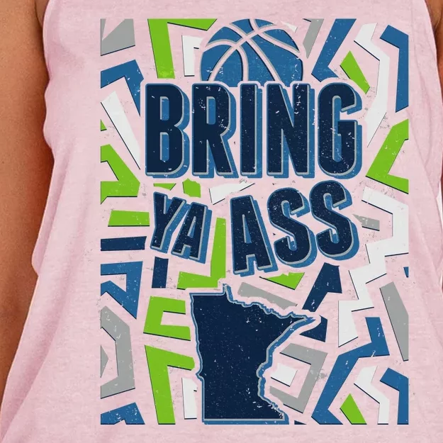 Bring Ya Ass To Minnesota Basketball Sports Fan Women's Knotted Racerback Tank