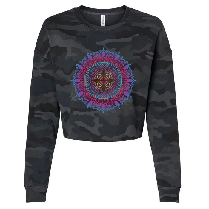 Boho Yoga Art Spiritual Meditation Cropped Pullover Crew