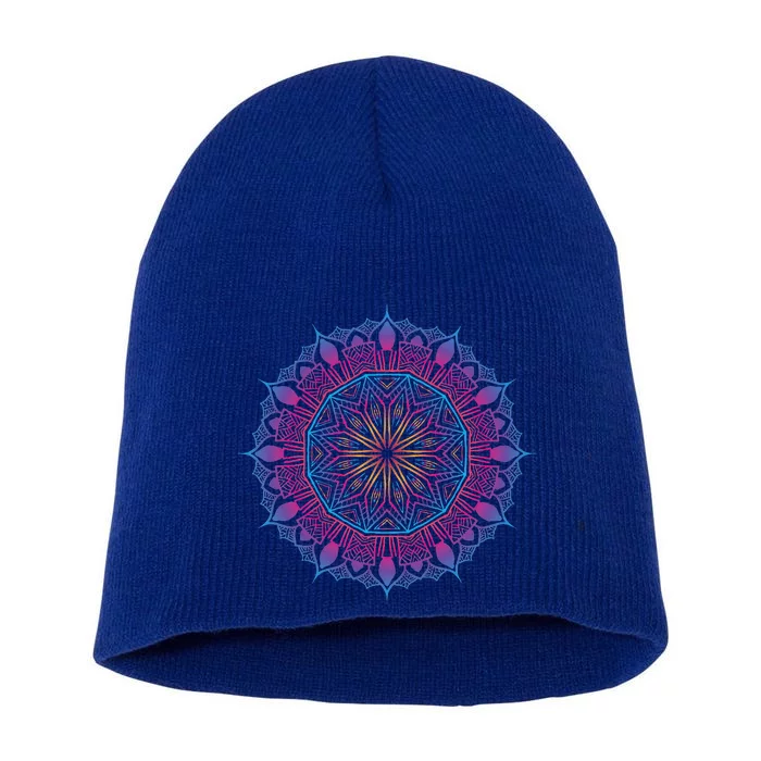 Boho Yoga Art Spiritual Meditation Short Acrylic Beanie