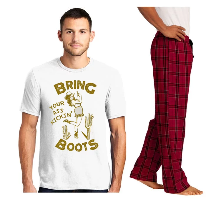 Bring Your Ass Kicking Boots Vintage Western Texas Cowgirl Pajama Set