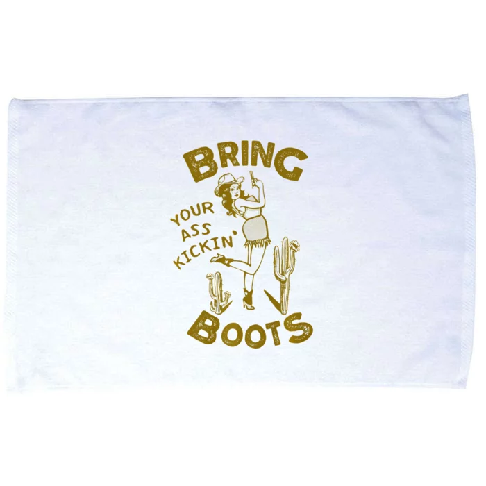 Bring Your Ass Kicking Boots Vintage Western Texas Cowgirl Microfiber Hand Towel