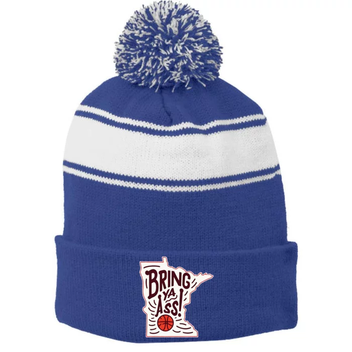 Bring Ya Ass To Mn Stripe Pom Pom Beanie