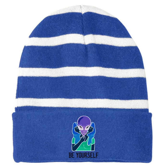 Be Yours Alien Fan Gift Striped Beanie with Solid Band