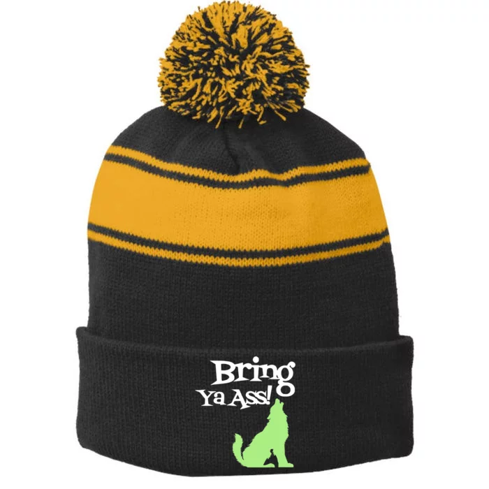 Bring Ya Ass To Minnesota Funny Minnesota Stripe Pom Pom Beanie