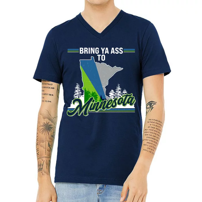 Bring Ya Ass To Minnesota Basketball Sports Fan V-Neck T-Shirt