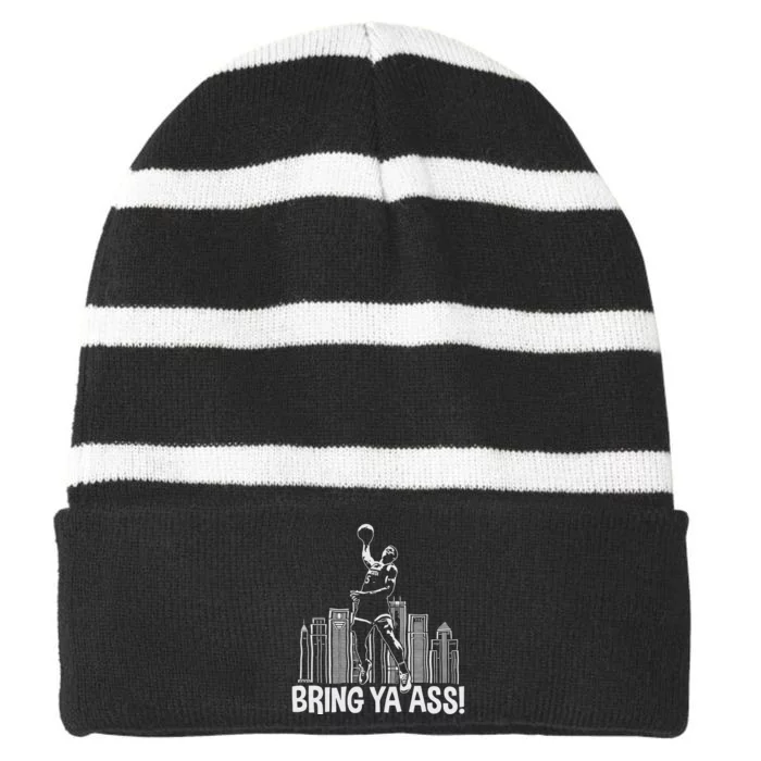 Bring Ya Ass Striped Beanie with Solid Band