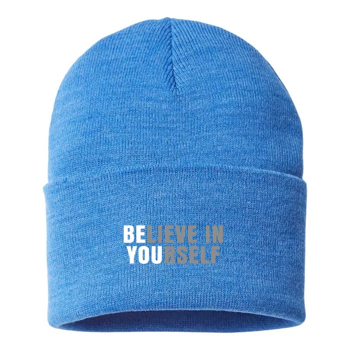 Be You Believe In Yours Positive Message Quotes Sayings Great Gift Sustainable Knit Beanie