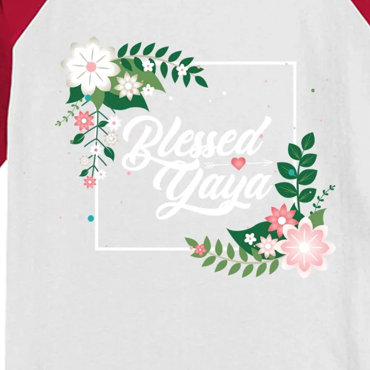 Blessed Yaya Blessed Grammy Blessed Grandma Grandmother Great Gift Kids Colorblock Raglan Jersey