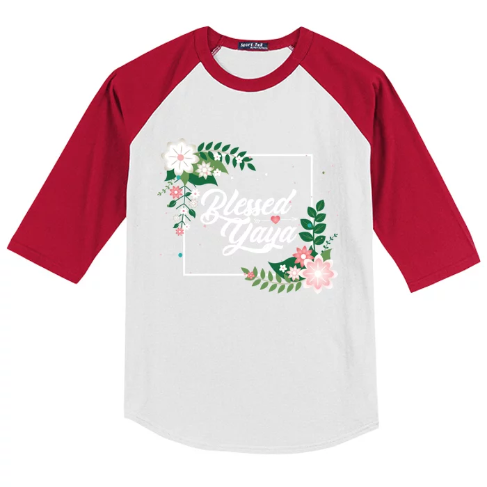 Blessed Yaya Blessed Grammy Blessed Grandma Grandmother Great Gift Kids Colorblock Raglan Jersey