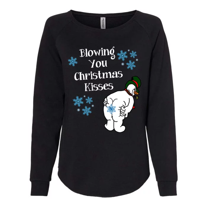 Blowing You Christmas Kisses Funny Snowman Womens California Wash Sweatshirt