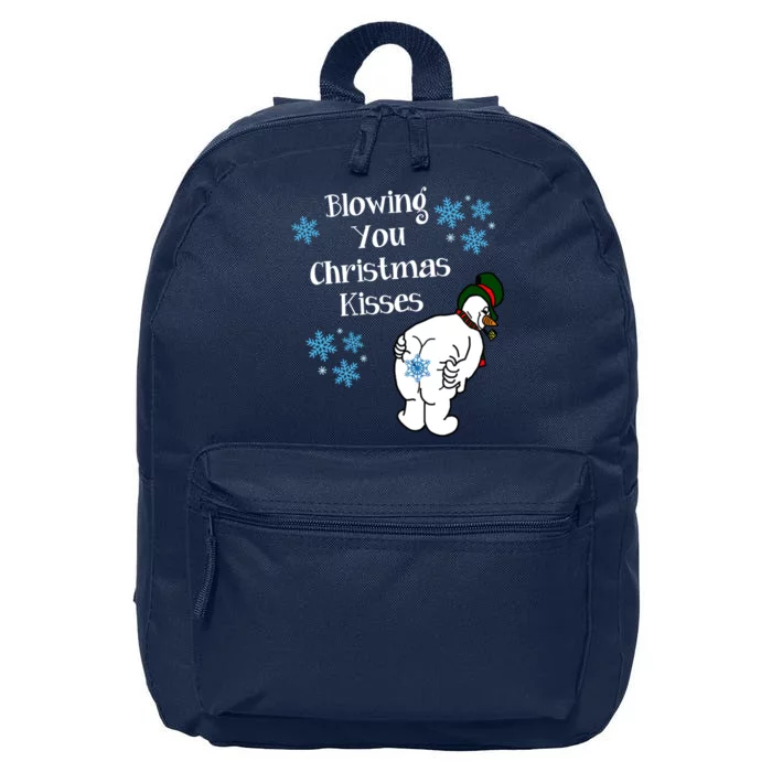 Blowing You Christmas Kisses Funny Snowman 16 in Basic Backpack