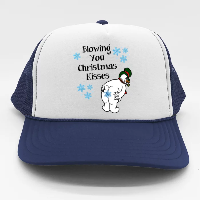 Blowing You Christmas Kisses Funny Snowman Trucker Hat