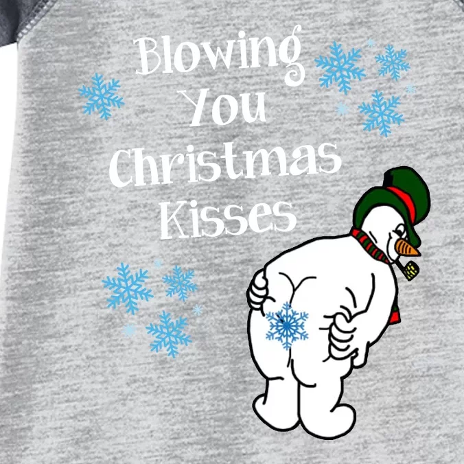 Blowing You Christmas Kisses Funny Snowman Infant Baby Jersey Bodysuit