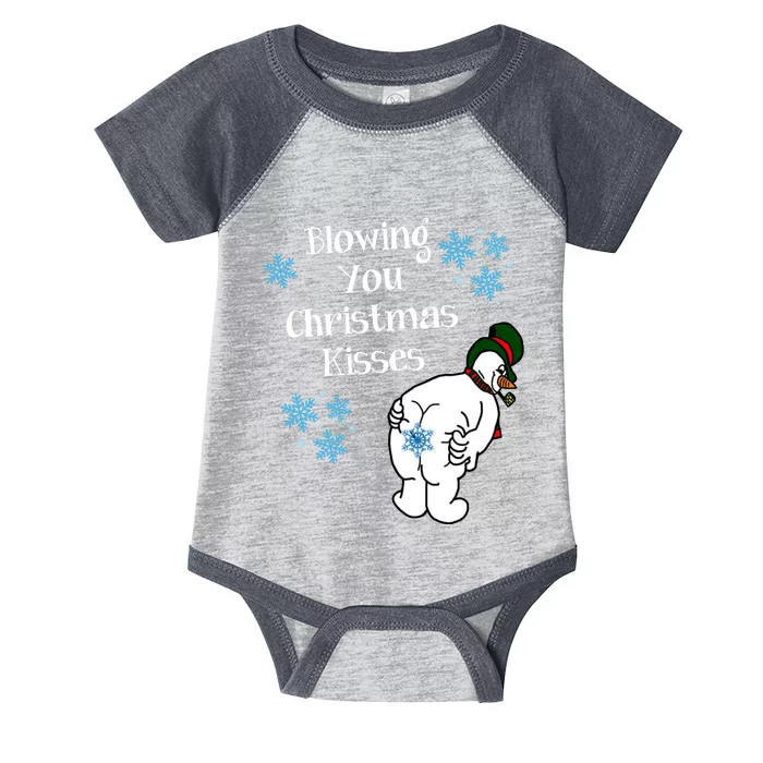 Blowing You Christmas Kisses Funny Snowman Infant Baby Jersey Bodysuit