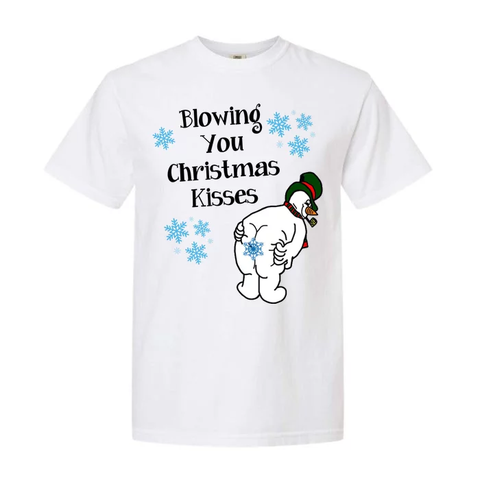 Blowing You Christmas Kisses Funny Snowman Garment-Dyed Heavyweight T-Shirt