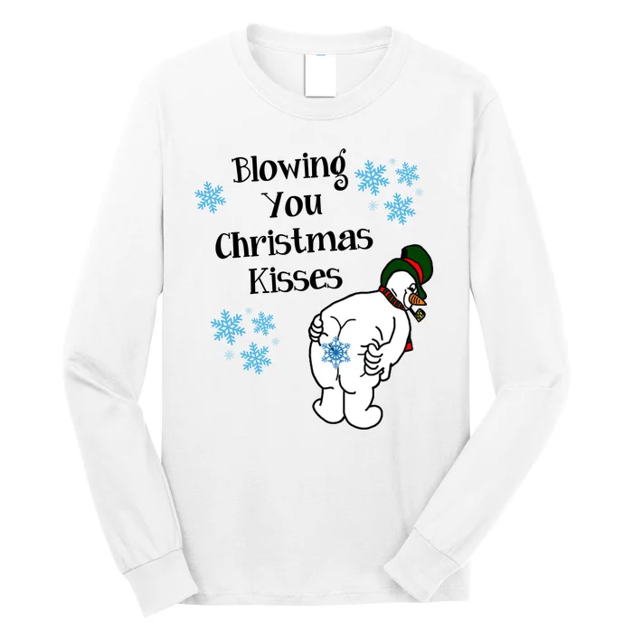 Blowing You Christmas Kisses Funny Snowman Long Sleeve Shirt