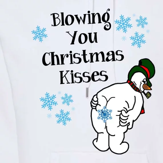 Blowing You Christmas Kisses Funny Snowman Premium Hoodie