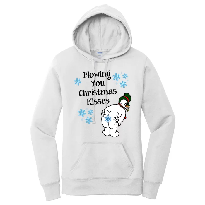 Blowing You Christmas Kisses Funny Snowman Women's Pullover Hoodie