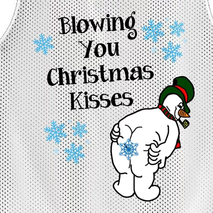 Blowing You Christmas Kisses Funny Snowman Mesh Reversible Basketball Jersey Tank