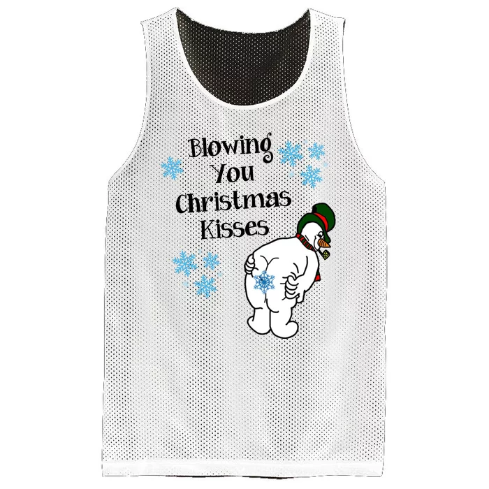 Blowing You Christmas Kisses Funny Snowman Mesh Reversible Basketball Jersey Tank