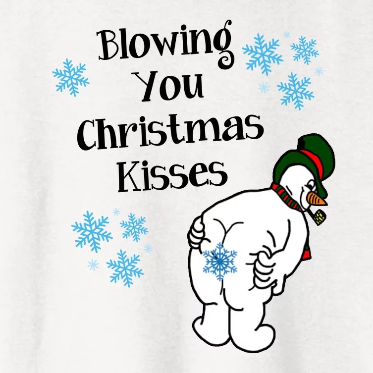 Blowing You Christmas Kisses Funny Snowman Women's Crop Top Tee