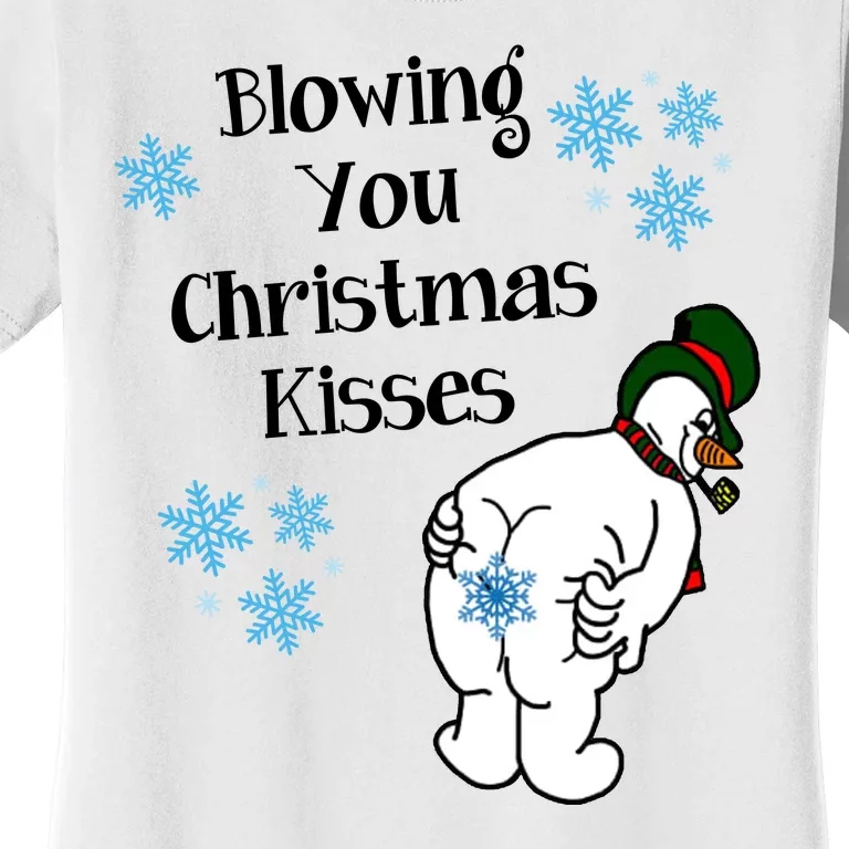 Blowing You Christmas Kisses Funny Snowman Women's T-Shirt