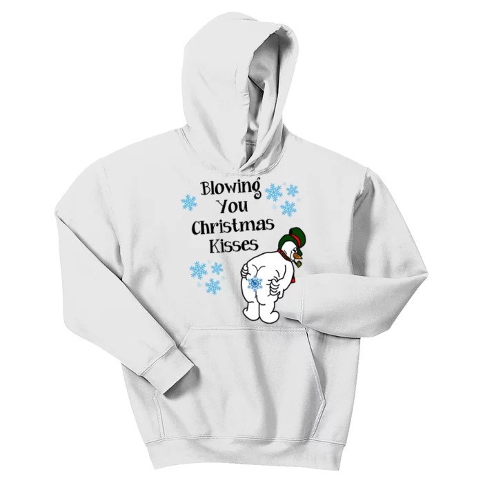 Blowing You Christmas Kisses Funny Snowman Kids Hoodie