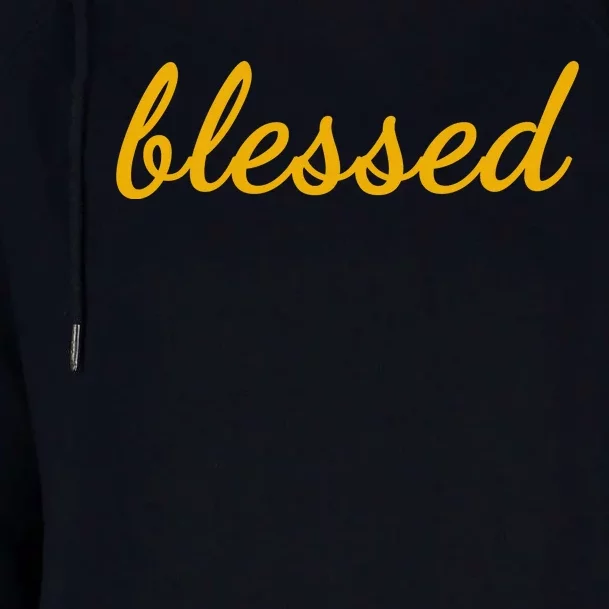 Blessed Yellow Christian Womens Funnel Neck Pullover Hood