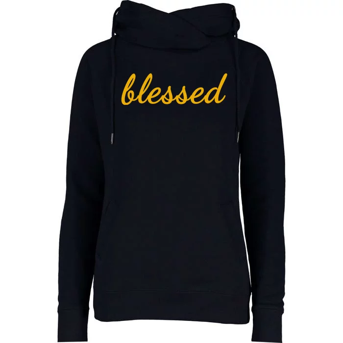 Blessed Yellow Christian Womens Funnel Neck Pullover Hood