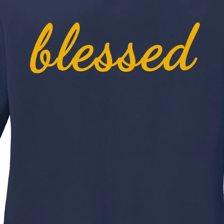 Blessed Yellow Christian Ladies Long Sleeve Shirt