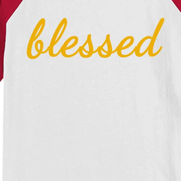 Blessed Yellow Christian Kids Colorblock Raglan Jersey