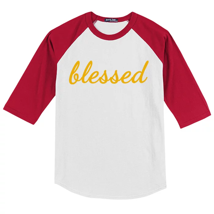 Blessed Yellow Christian Kids Colorblock Raglan Jersey