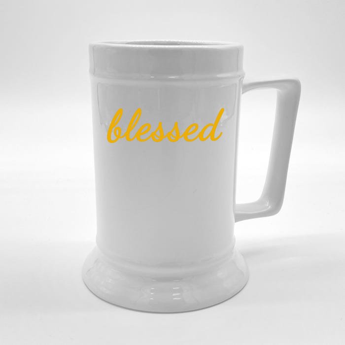 Blessed Yellow Christian Front & Back Beer Stein