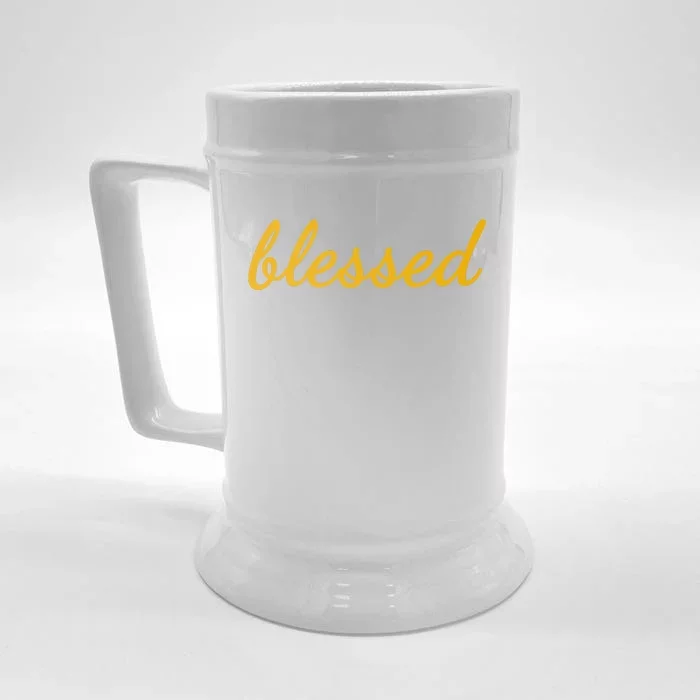 Blessed Yellow Christian Front & Back Beer Stein