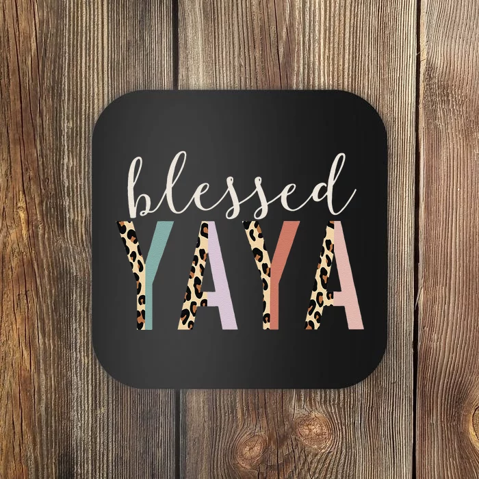 Blessed Yaya Cute Leopard Print Coaster