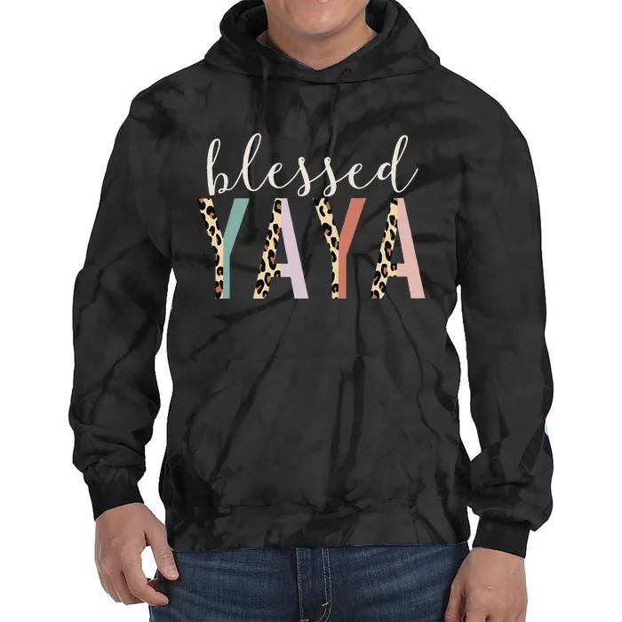 Blessed Yaya Cute Leopard Print Tie Dye Hoodie