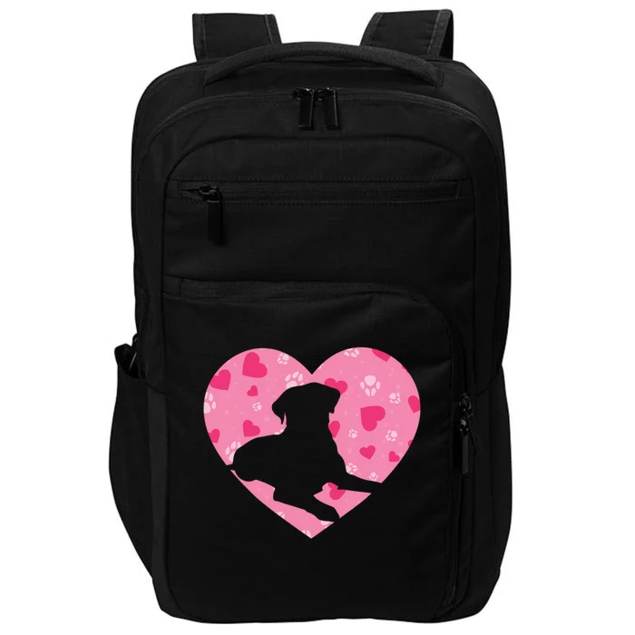 Black Yellow Chocolate Lab Heart Valentine's Day Labrador Gift Impact Tech Backpack