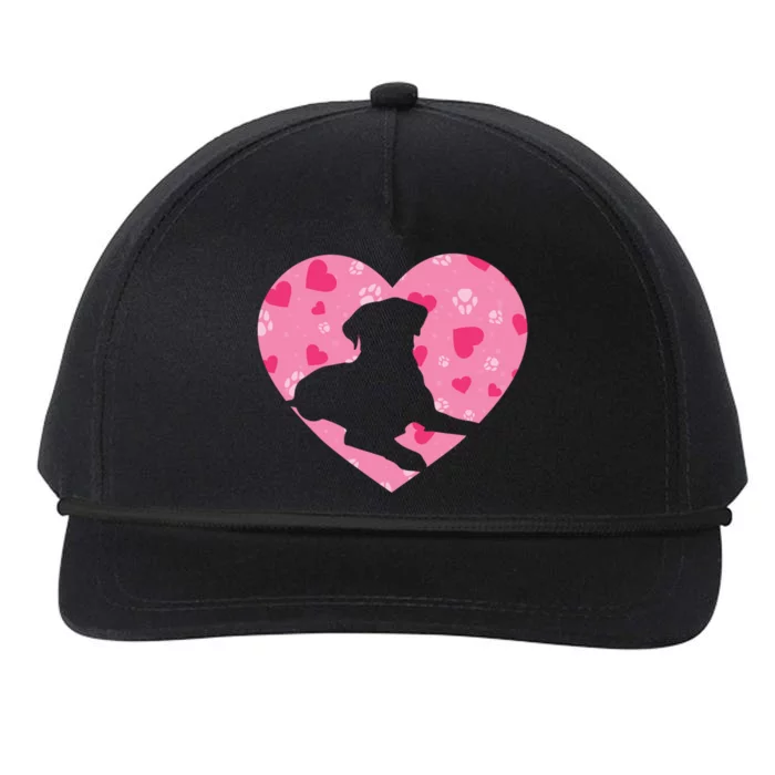 Black Yellow Chocolate Lab Heart Valentine's Day Labrador Gift Snapback Five-Panel Rope Hat