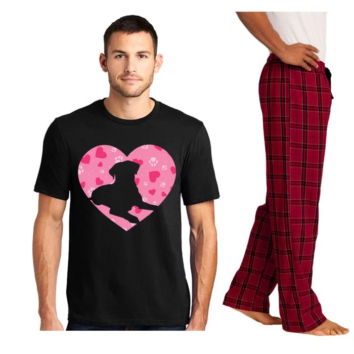 Black Yellow Chocolate Lab Heart Valentine's Day Labrador Gift Pajama Set