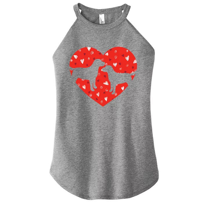 Black Yellow Chocolate Lab Heart Valentine's Day Labrador Gift Women’s Perfect Tri Rocker Tank