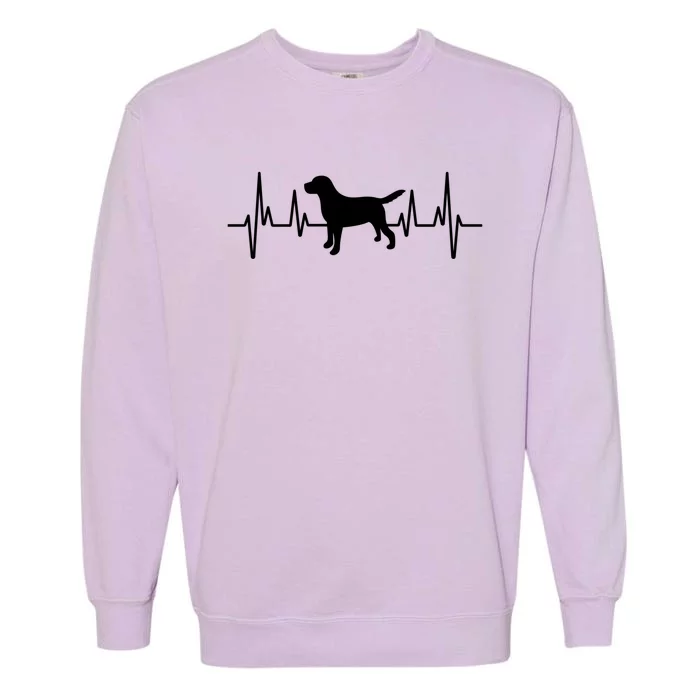 Black Yellow Chocolate Lab Heartbeat Valentine's Labrador Gift Garment-Dyed Sweatshirt