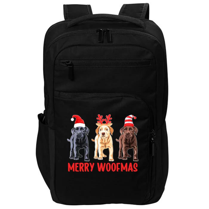 Black Yellow Chocolate Lab Christmas Labrador Merry Woofmas Gift Impact Tech Backpack