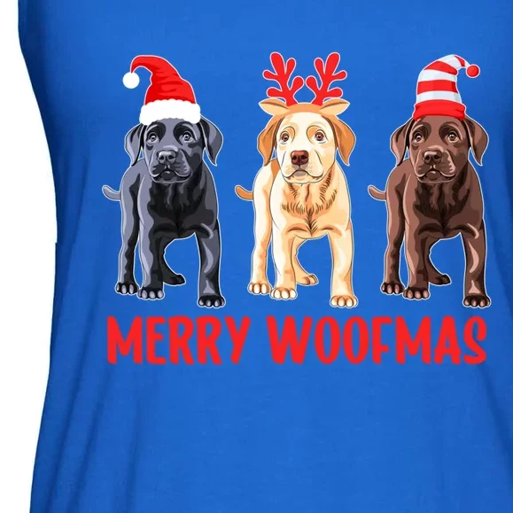 Black Yellow Chocolate Lab Christmas Labrador Merry Woofmas Gift Ladies Essential Flowy Tank