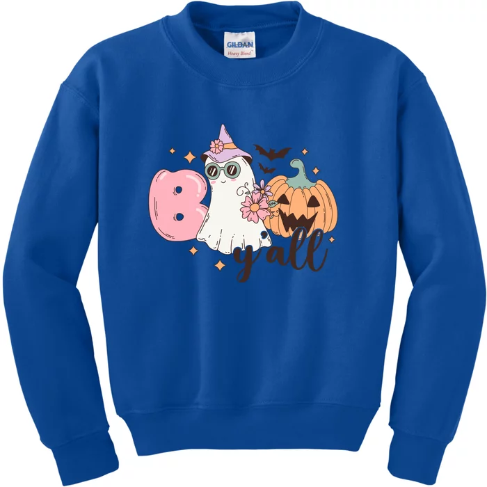 Boo Yall Cute Ghost Spooky Season Funny Halloween Costume Gift Kids Sweatshirt