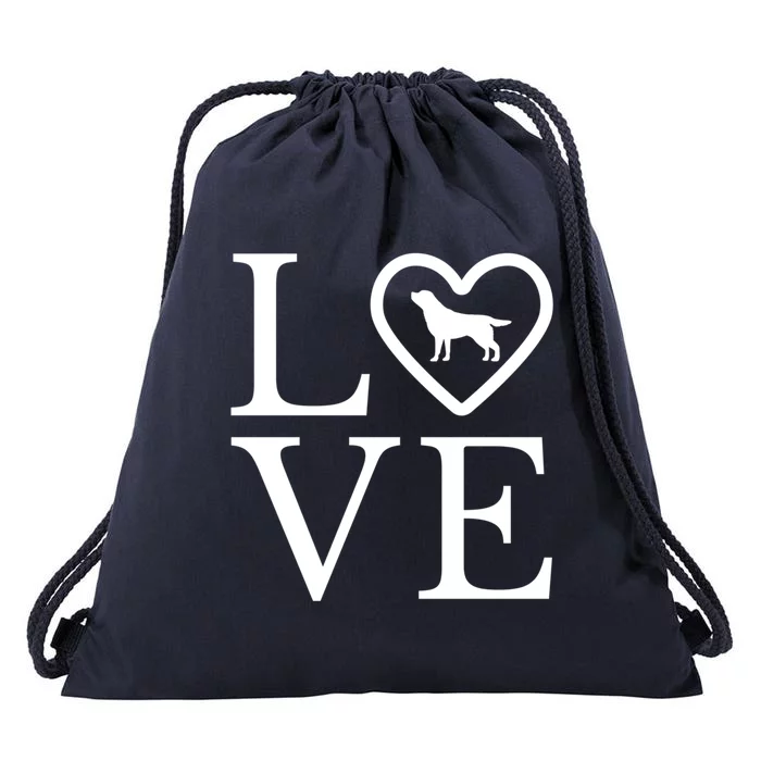 Black Yellow Chocolate Lab Love Valentine's Day Labrador Gift Drawstring Bag