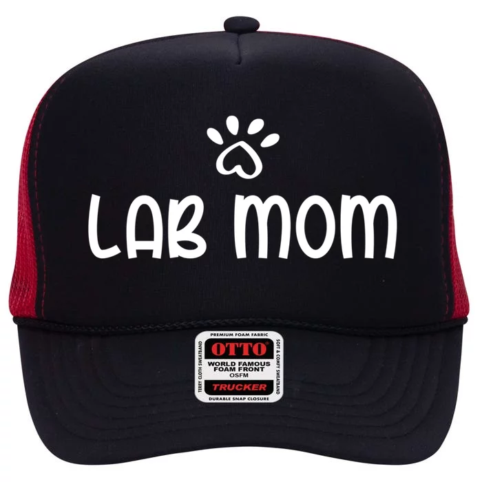 Black Yellow Chocolate Lab Mom Valentine's Day Labrador Gift High Crown Mesh Trucker Hat