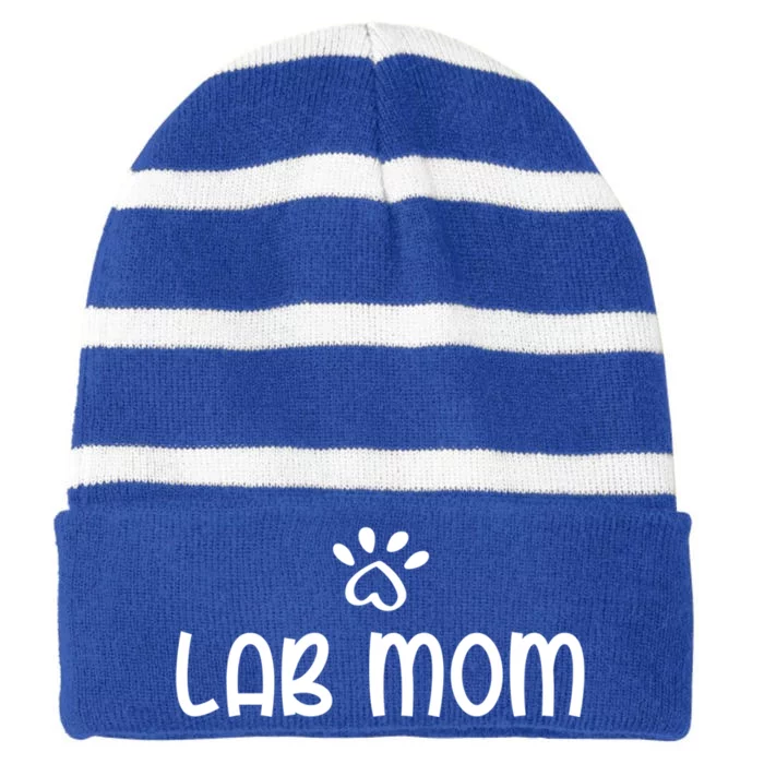 Black Yellow Chocolate Lab Mom Valentine's Day Labrador Gift Striped Beanie with Solid Band